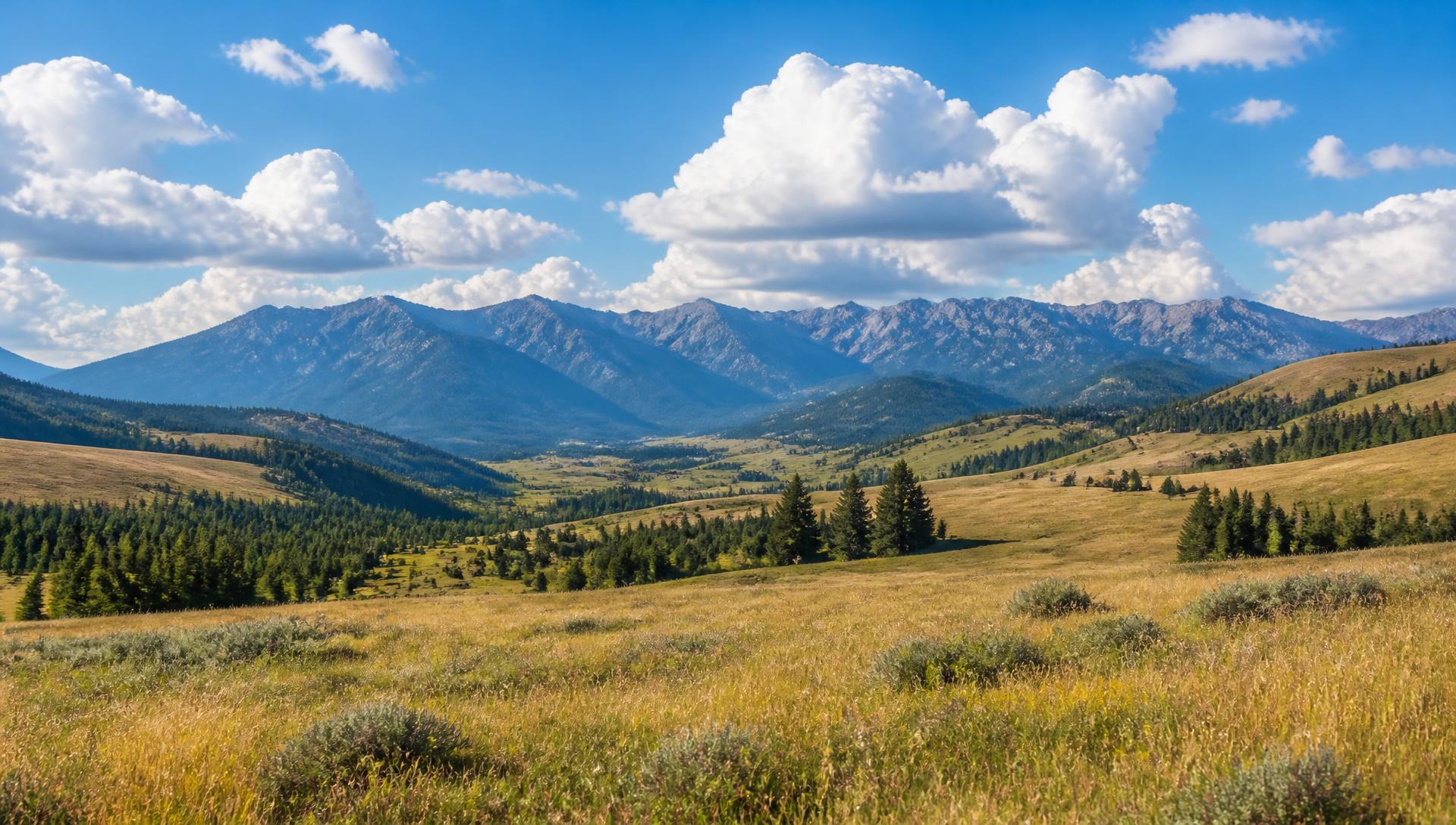 Montana big sky at dusk over dark rolling foothills